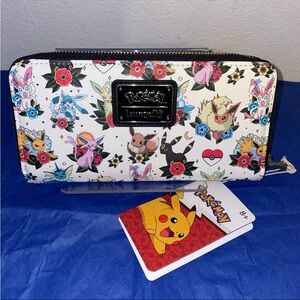 Loungefly Pokemon Eevee Evolutions Floral Traditional Tattoo Print Wallet